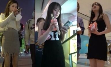 名门夜宴CD大师商场尾随偷拍几个气质颜值美女裙底手拿饮料网红脸小姐姐和同学逛街！外纯内骚！吊带裙配骚丁