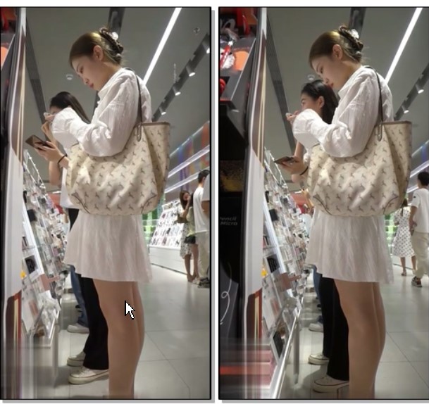 商场一路跟踪抄底短裙美女 浑圆的大屁屁 白色透明蕾丝内裤 隐约能看到黑毛毛