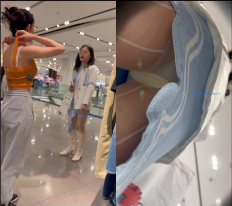 KFC原创CD 白色骚丝袜眼镜妹 蓝色内半裙低角度 超近距离偷拍 这角度太绝了 超清4K