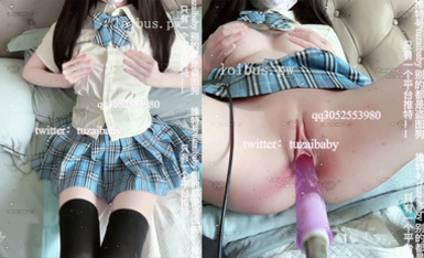 推特21萬粉極品美少女潮吹蘿莉公主【兔崽愛噴水】-小藍JK(炮機)